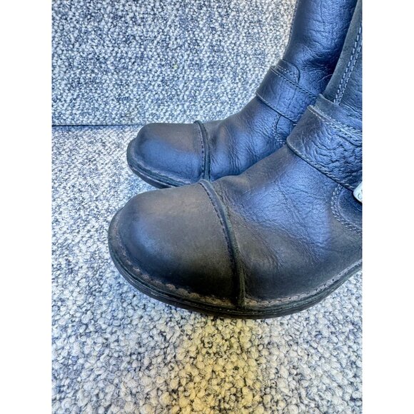 Vintage UGG Australia Black Leather Shearling-Lined Ankle Boots Men's Size 7 Wi - Picture 7 of 16